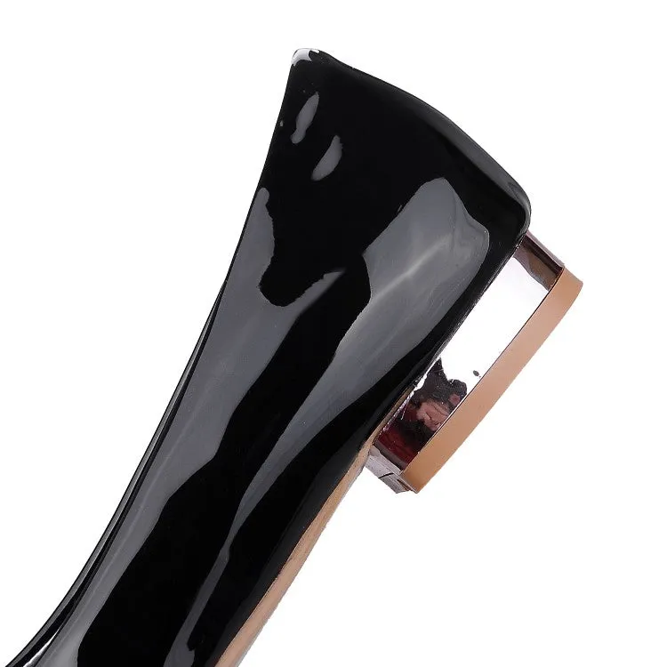 Women's Square Toe Chunky Heel Pumps