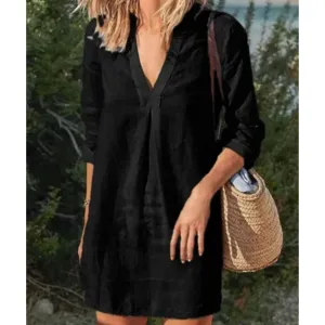 Women's Summer V Neck Beach Dress | Midi