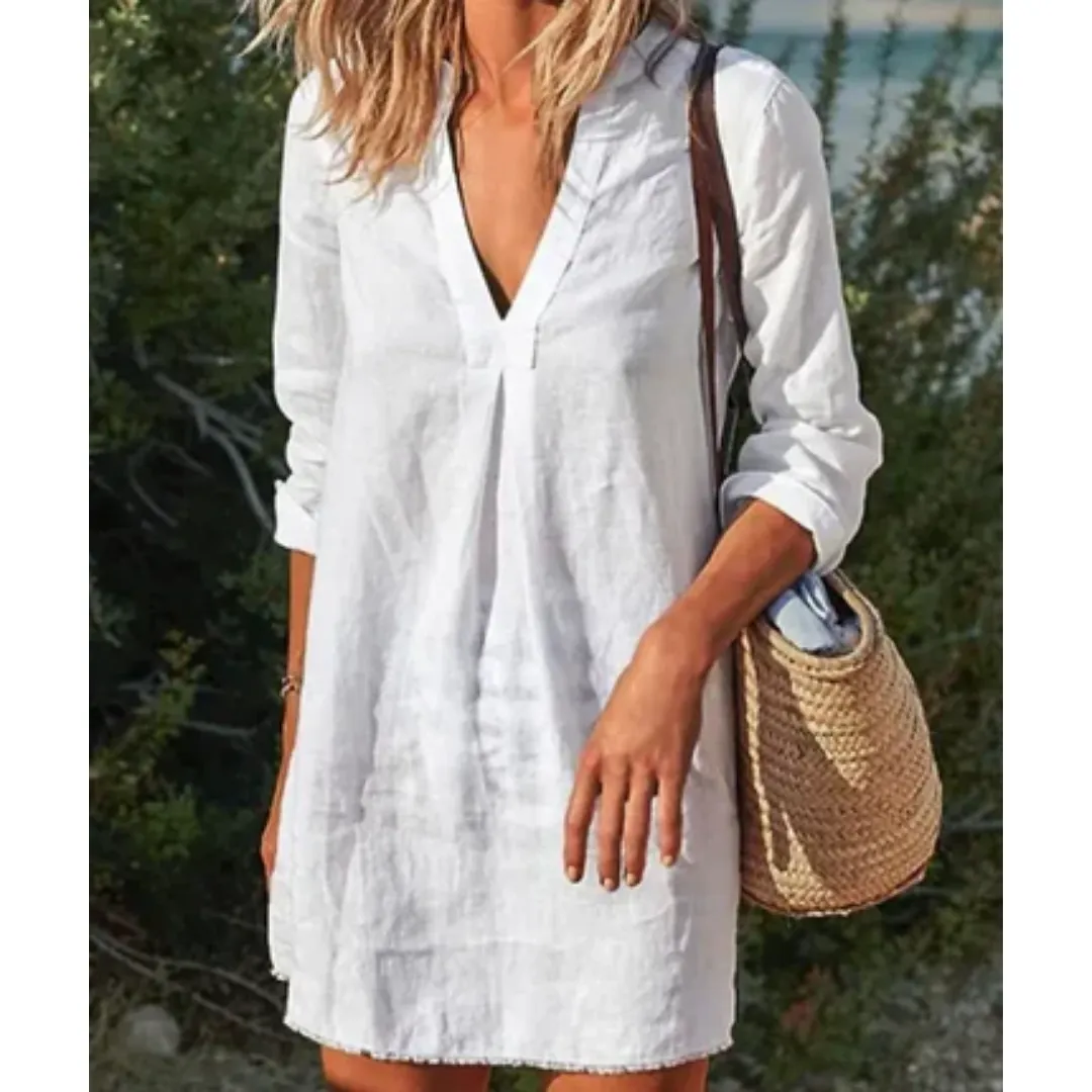 Women's Summer V Neck Beach Dress | Midi