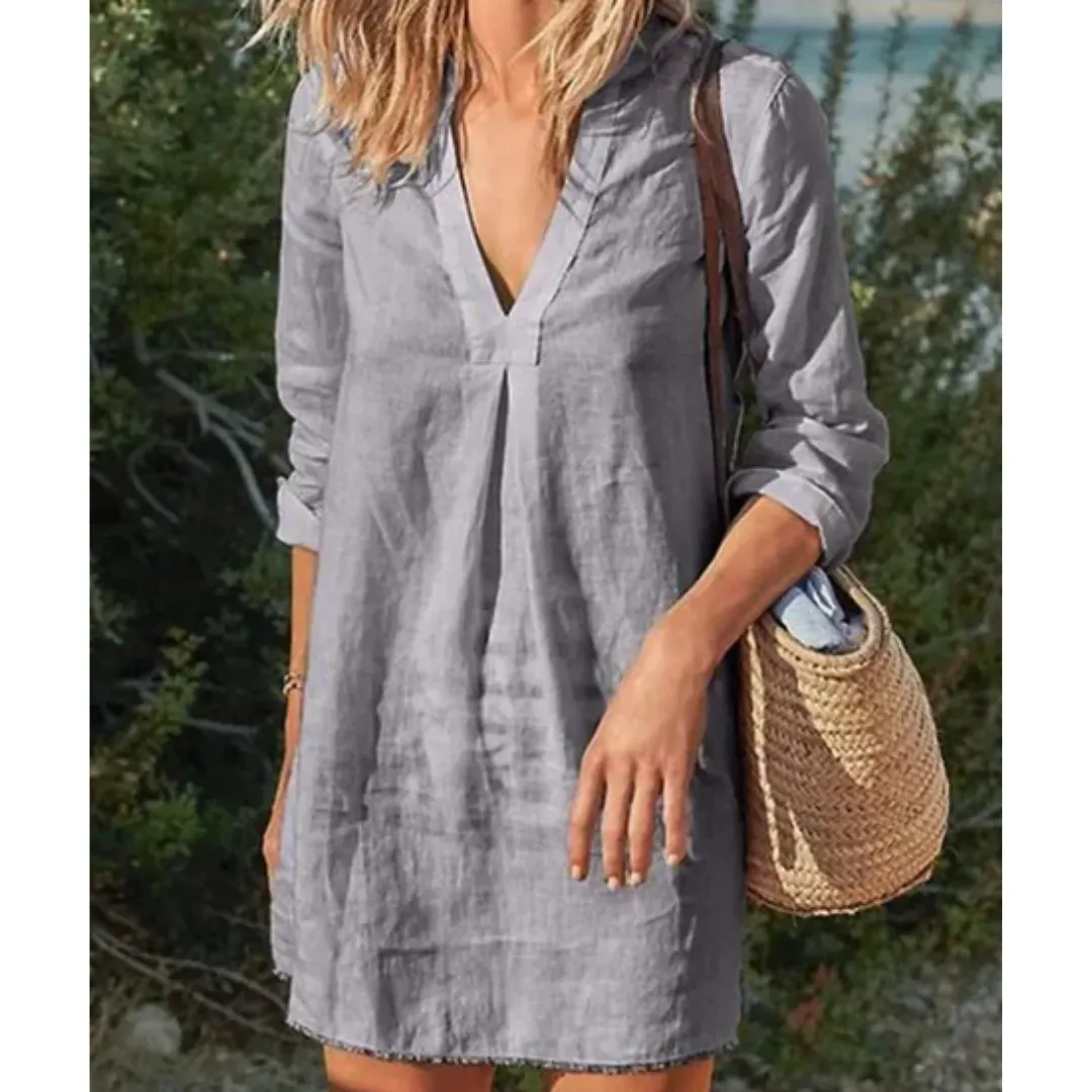 Women's Summer V Neck Beach Dress | Midi