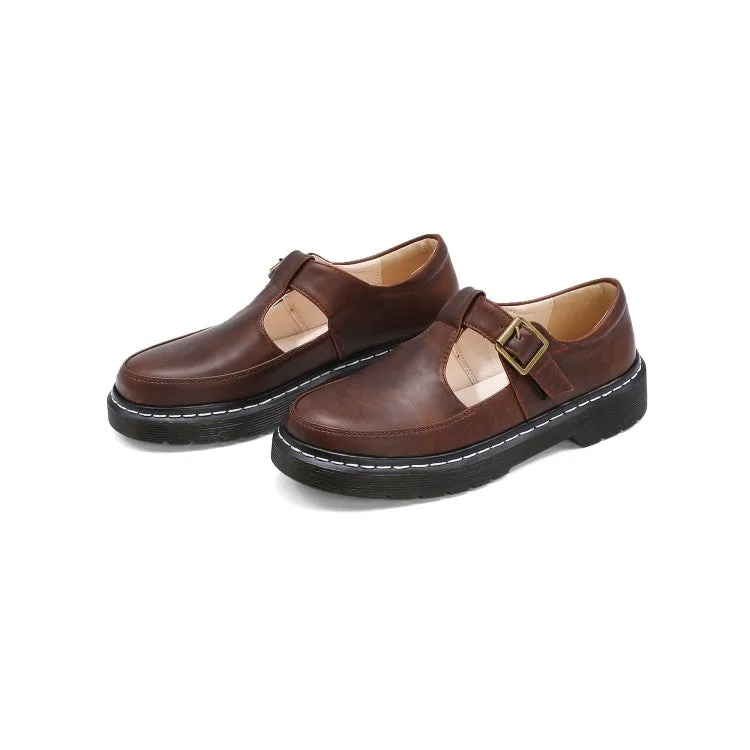 Women's T Strap Buckle Flats Shoes