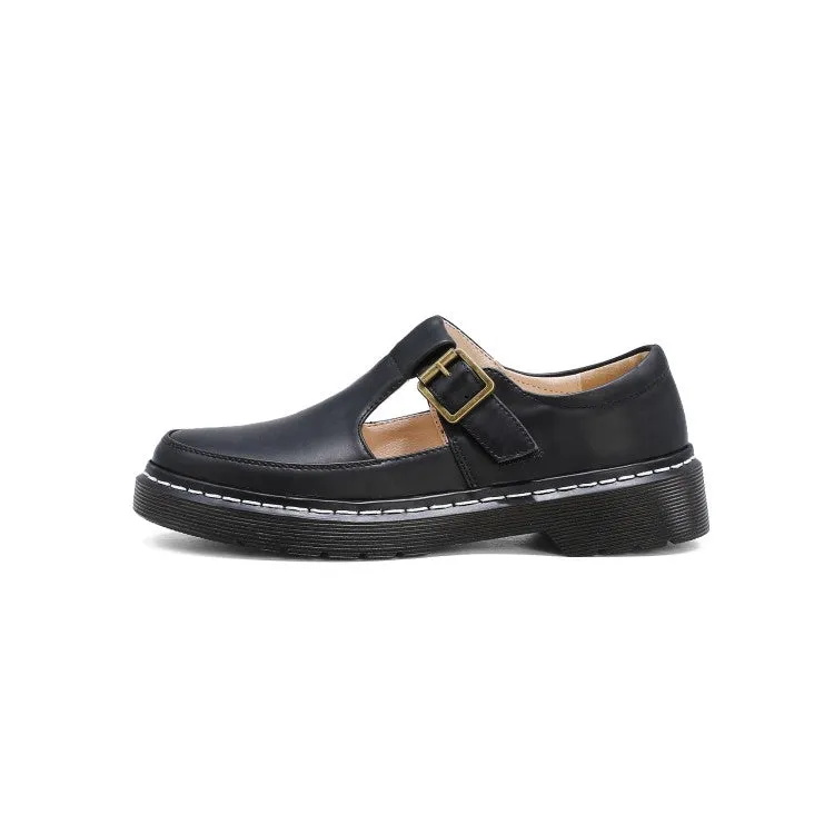 Women's T Strap Buckle Flats Shoes