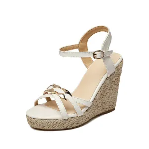 Women's Woven Ankle Strap Wedge Heel Platform Sandals