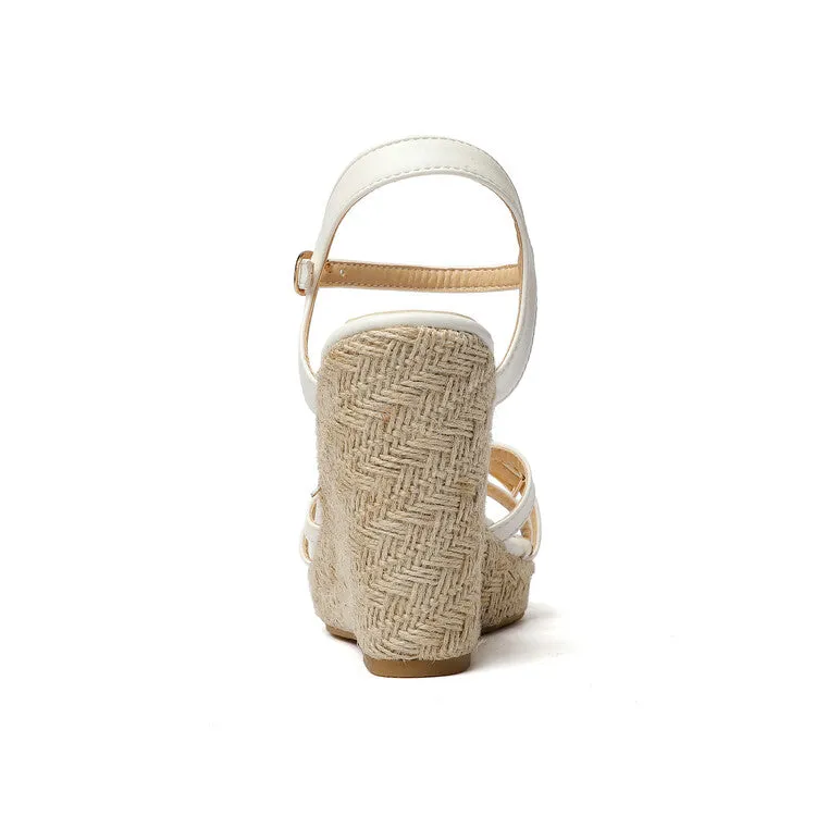 Women's Woven Ankle Strap Wedge Heel Platform Sandals